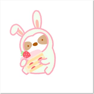 Cute Strawberry Shortcake Bunny Sloth Posters and Art